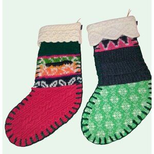 BaaBaaZuzu Handmade One of a kind Wool Knit Christmas Stockings Eco Friendly